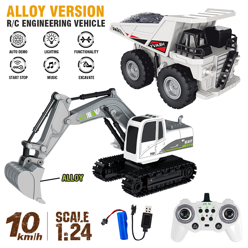 Rc Hobbyking Shop - 11채널 합금 RC 굴삭기 1:24 무선