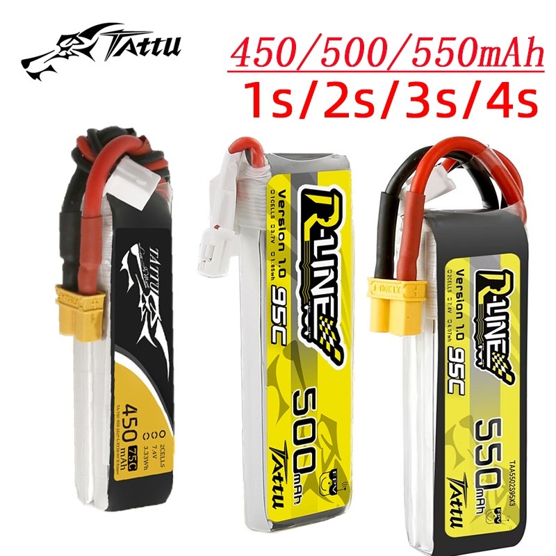 Lipo Battery 4S - 3Pcs 새로운 TATTU 450/500/550mAh 75/95C 3.7/3.8/7.4/11.1/14.8V