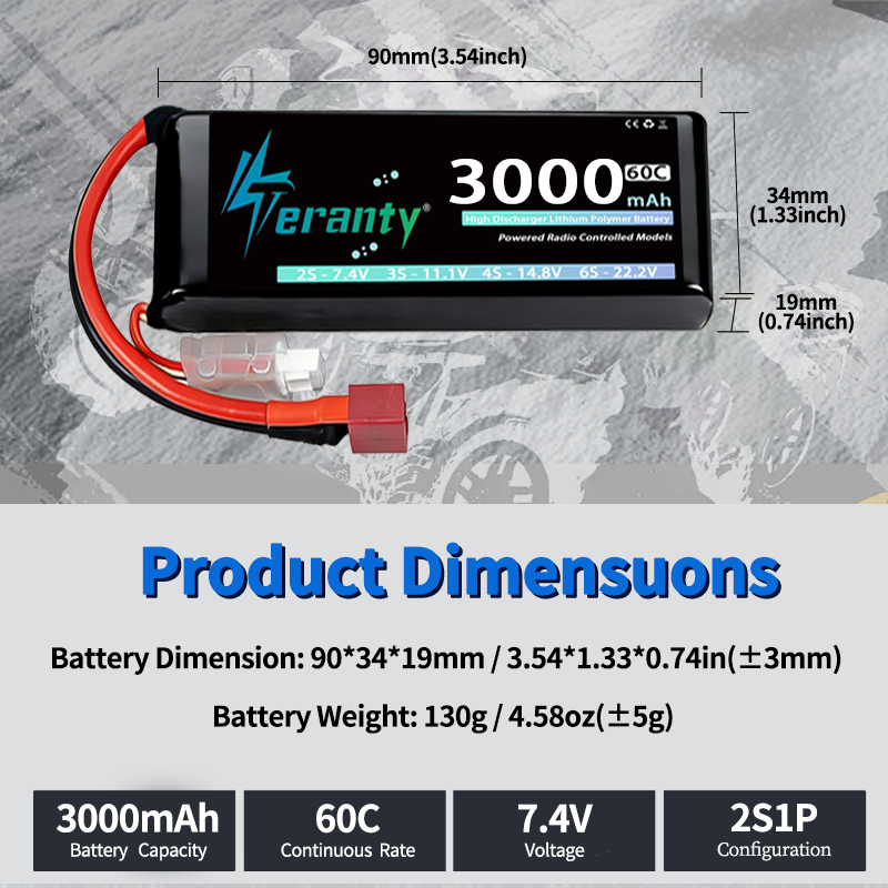 테란티 2S 3000mAh 리포 배터리 7.4V 60C - Rc Hobby Rc 리뷰 및 가격